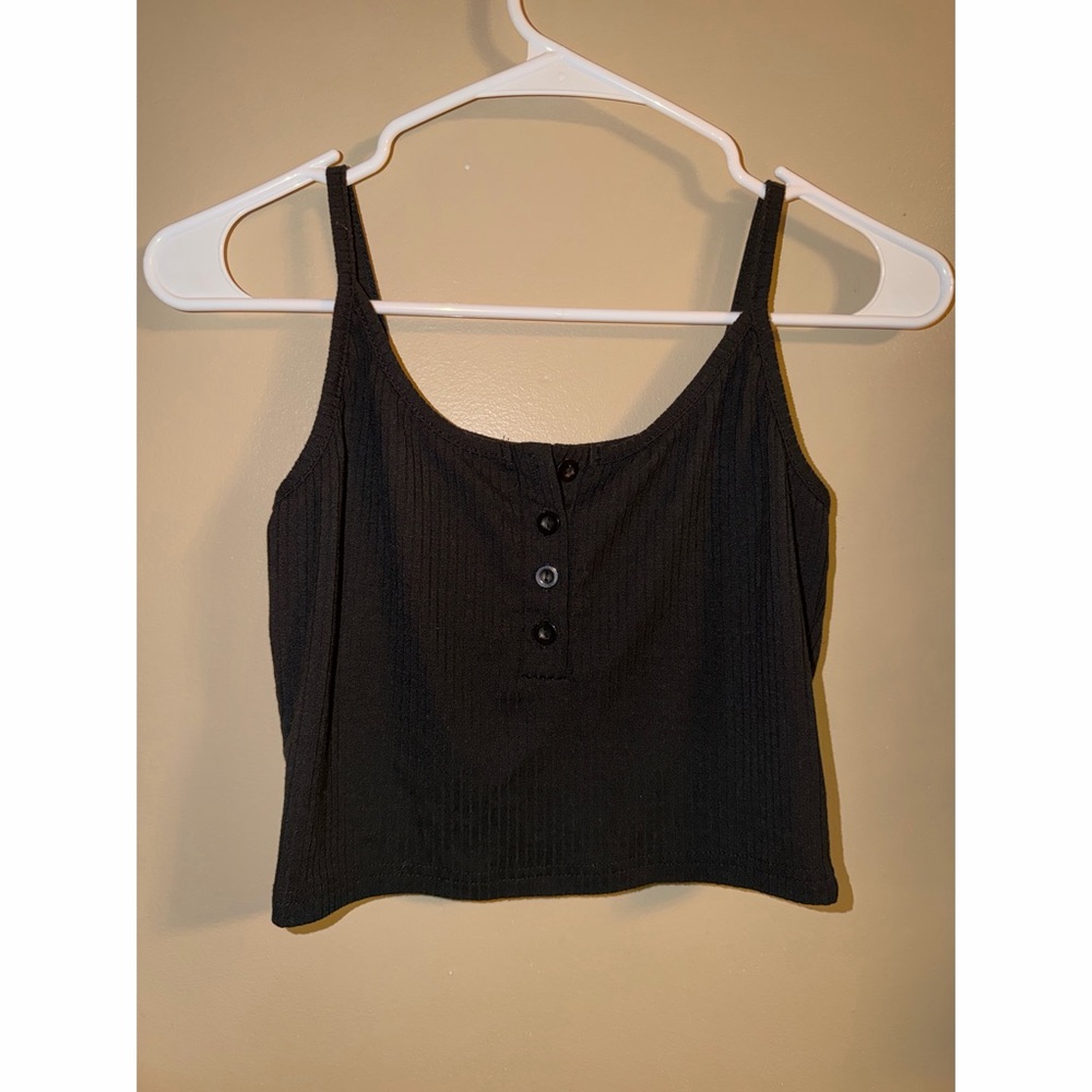Black Buttoned Crop Top